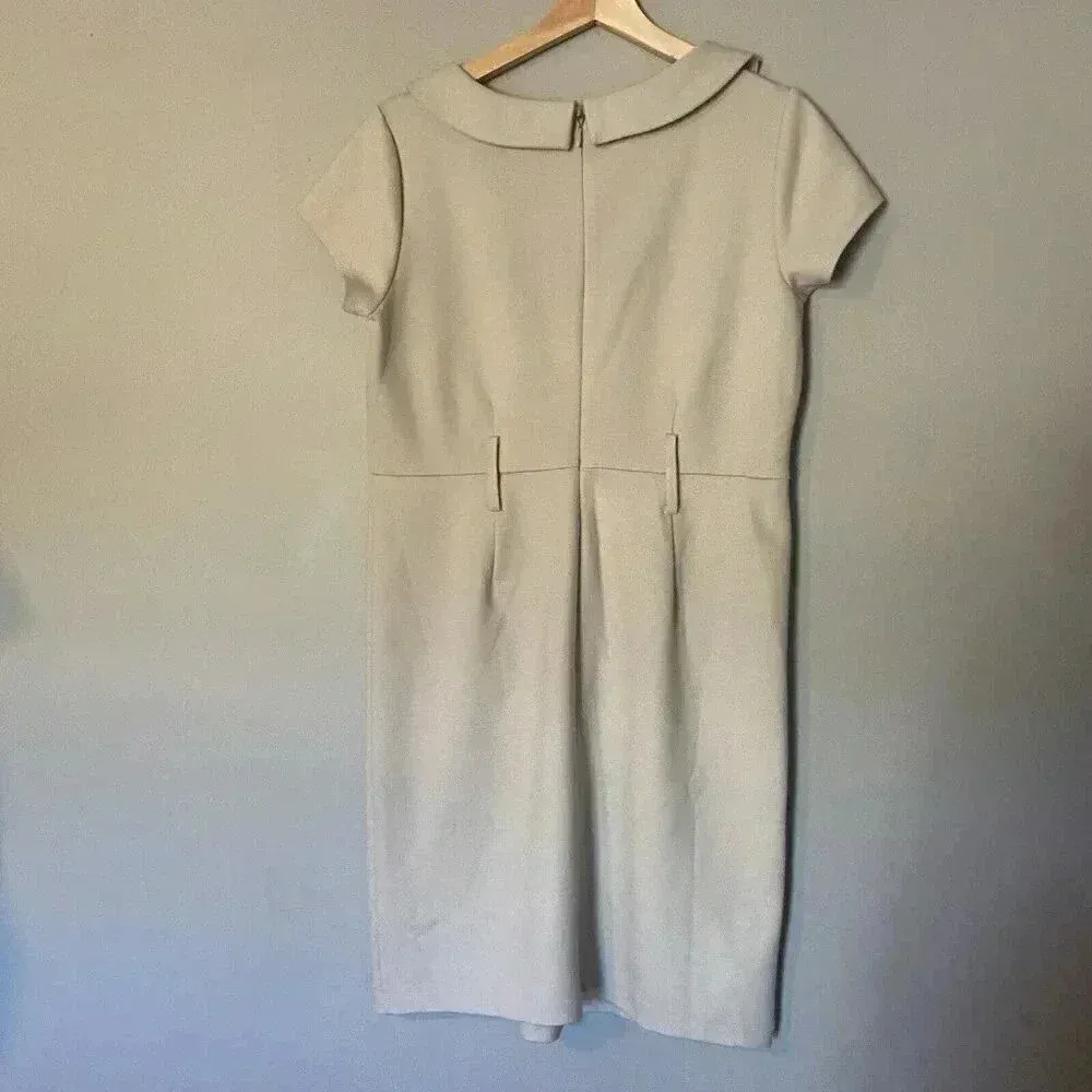 Adrienne Vittadini Neutral Sheath Dress Size 10 Beige Short Sleeve Minimalist - Image 4