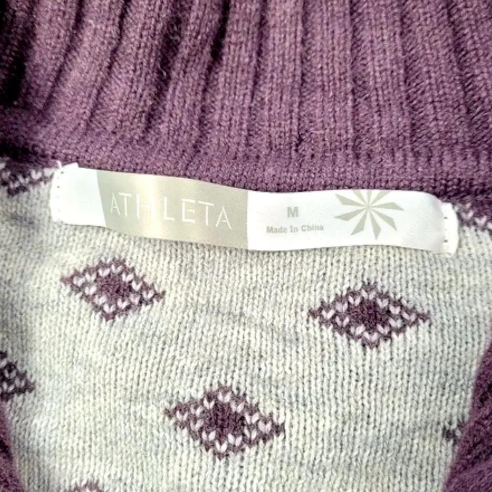 Athleta | Medium | Teton Wool Blend Full Zip Nordic Cardigan Sweater Knit Jacket - Image 3