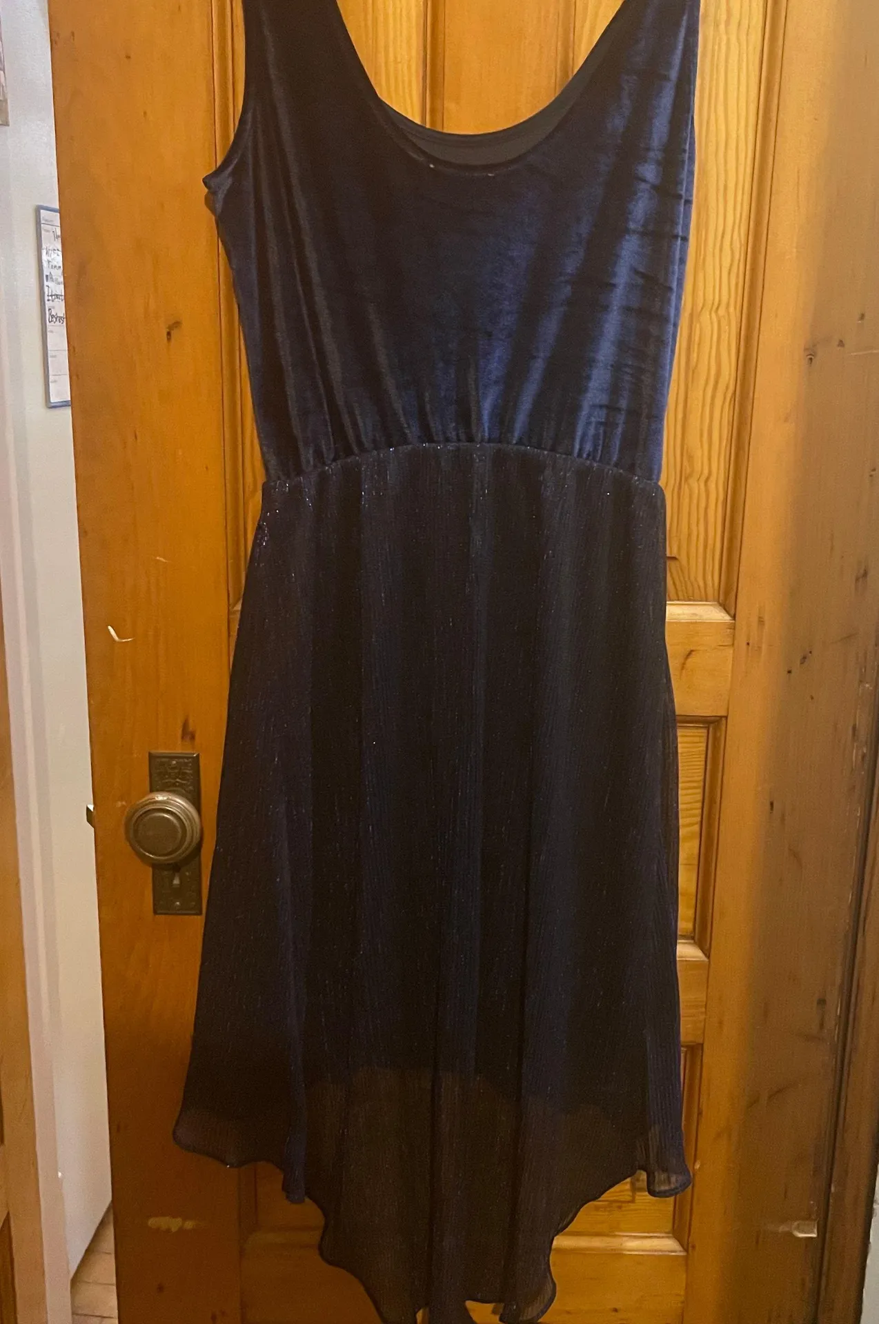 Miss Patina Blue Velvet Dress Size M - Image 4