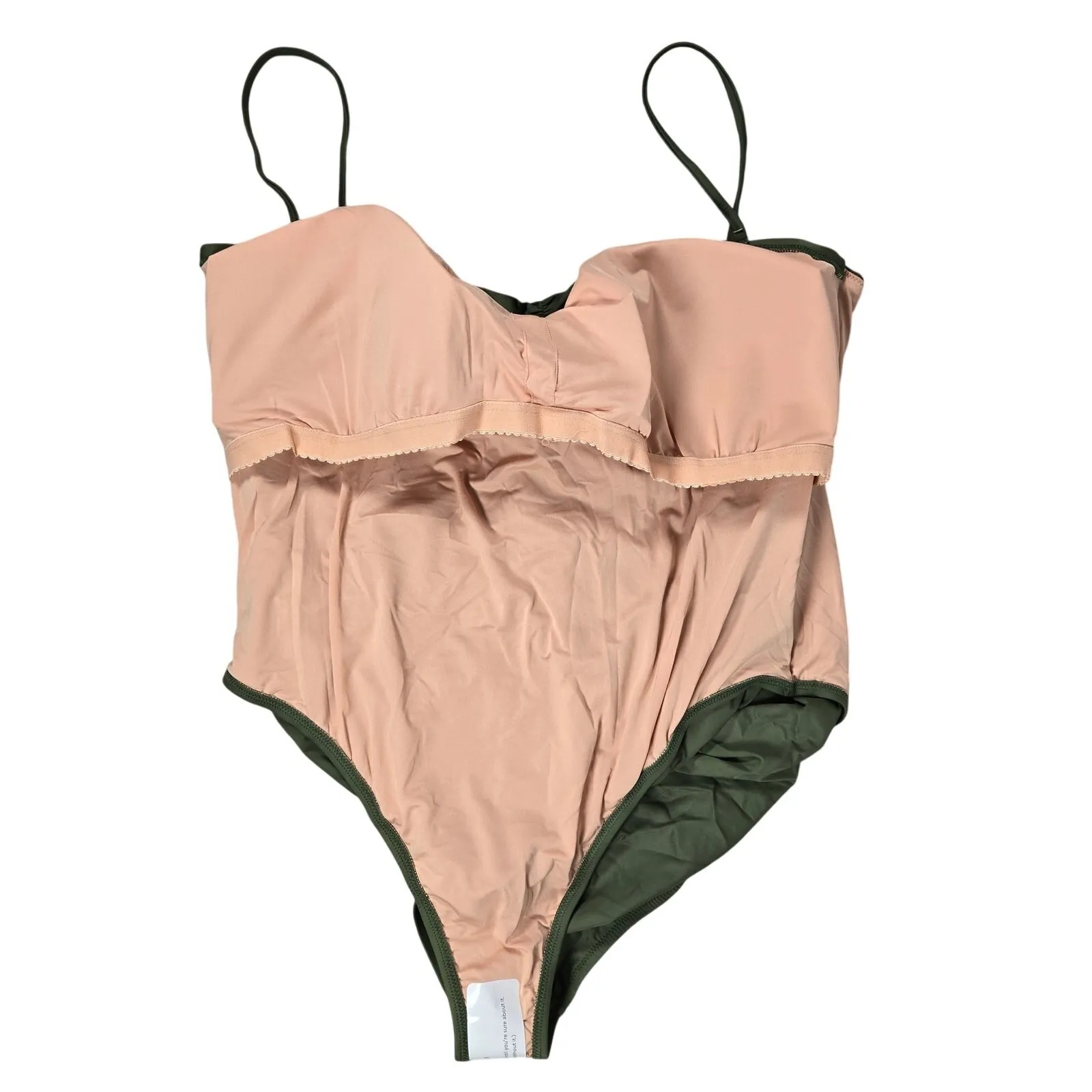 J. Crew Ruched sweetheart one-piece in Safari Green‎ Plus 24 NWT - Image 3