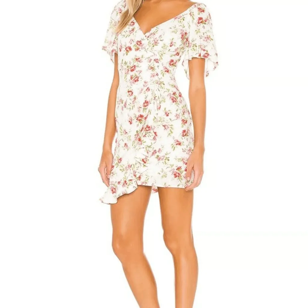 MINKPINK Green and Pink Floral Mini Dress Size Medium Wedding Guest Dress - Image 3