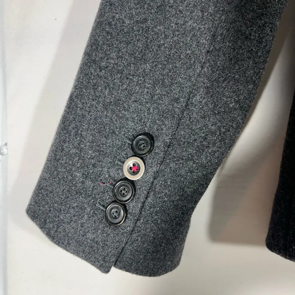 BANANA REPUBLIC WOMEN WOOL BLEND BLAZER/JACKET POCKET GRAY 10P PETITE PREOWN A96 - Image 3