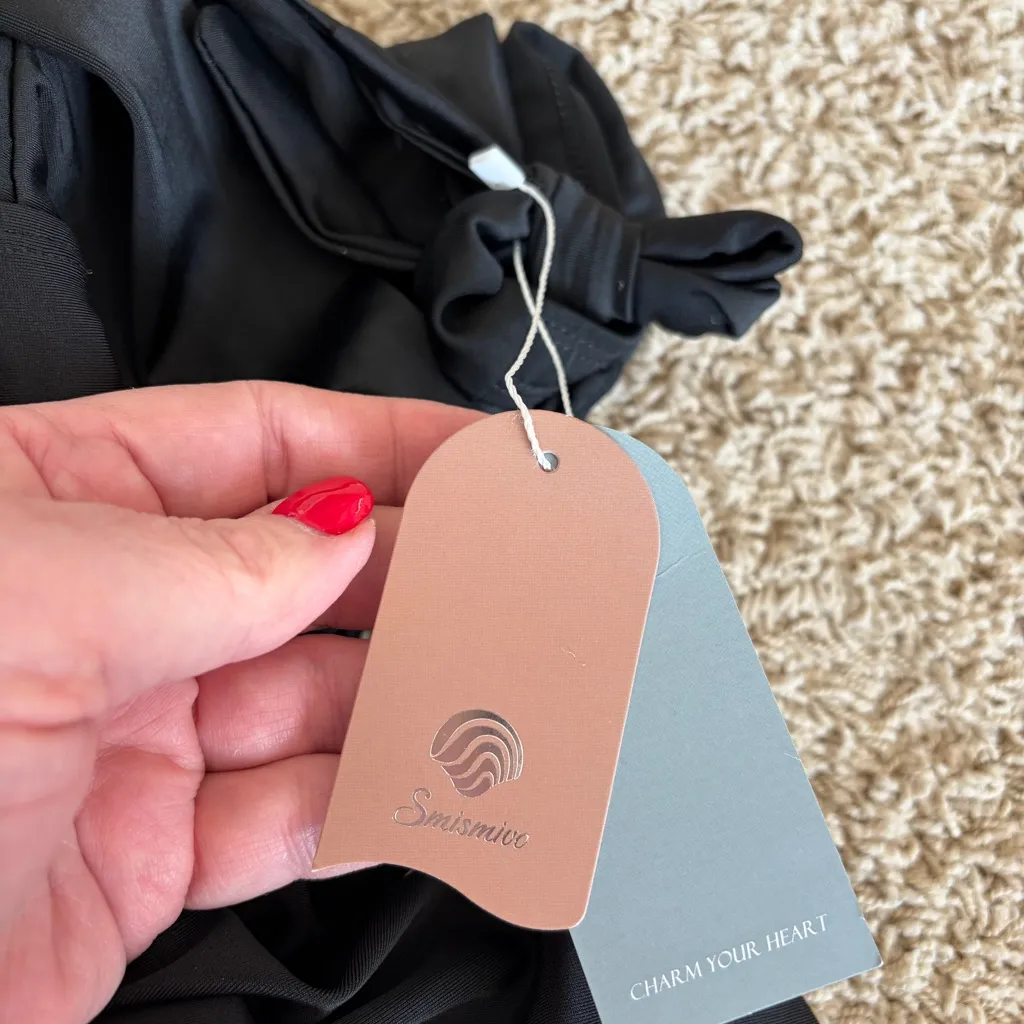 NWT Smismivo Tummy Control Swimsuit Size Large Tank Beach Slimming Vacation V3 Black - Image 5