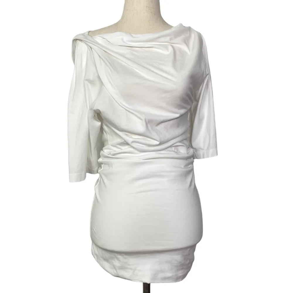 IRO Palmero White Slouchy Ruched Cowl Neck Mini Dress - Image 2