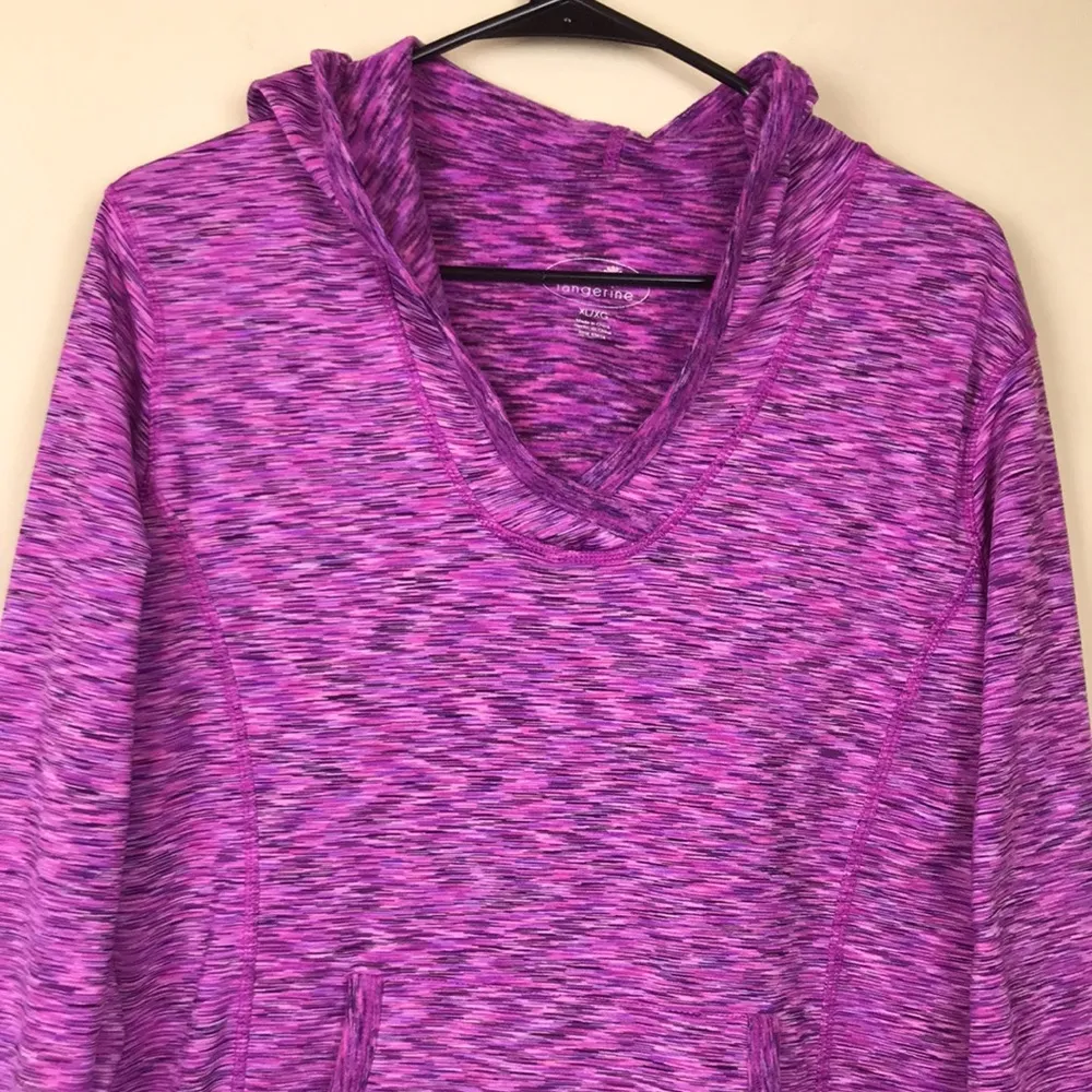 Tangerine Women’s Knit Kangaroo Pouch Purple Pink Black Long Sleeve Hoodie - Image 2