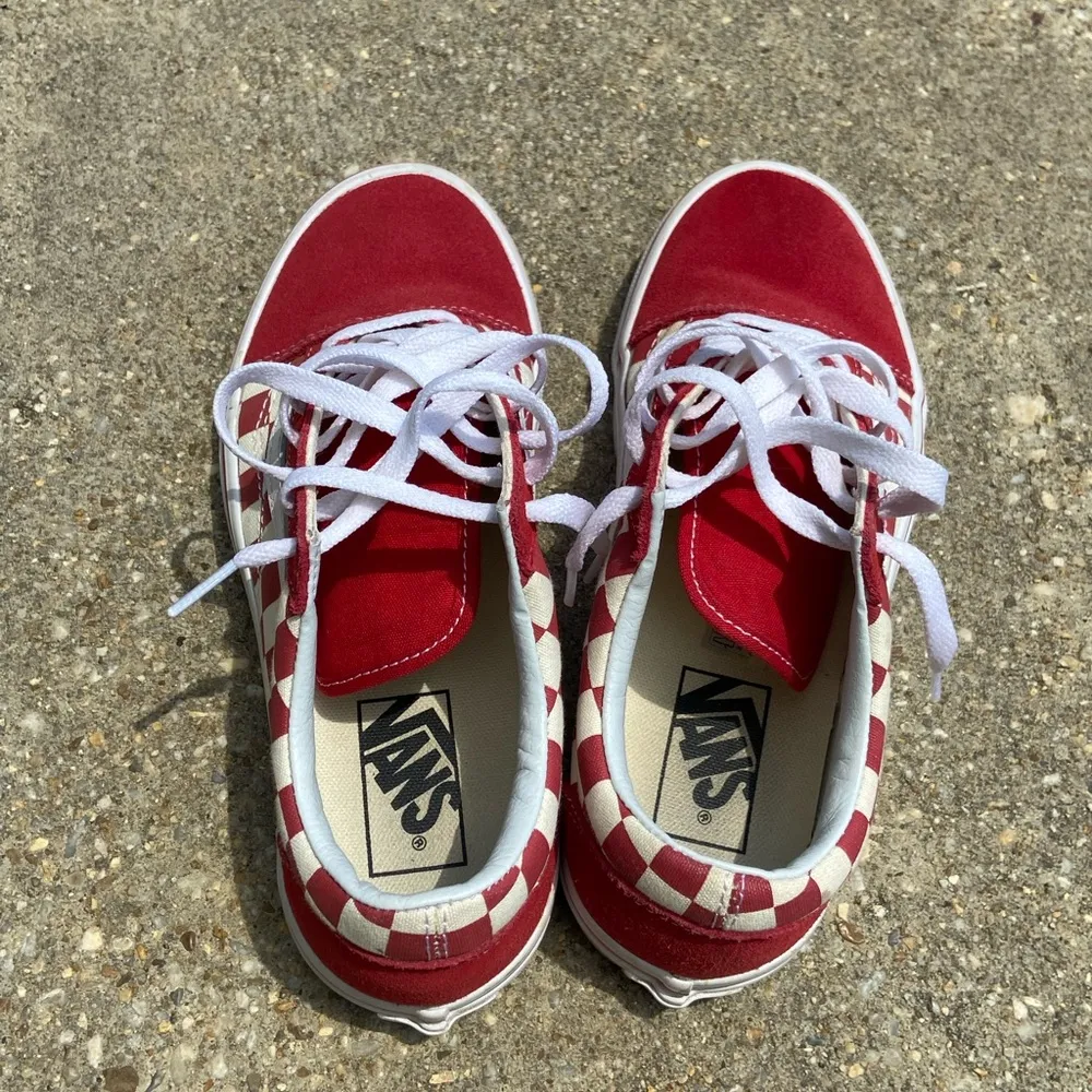 Red Checkered Old Skool Vans - Image 3