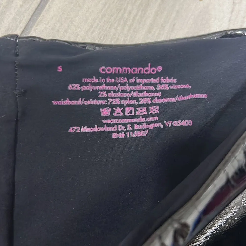 Commando Classic Faux Patent Leather Leggings High Rise Black Pants Women's Sz S - Image 3