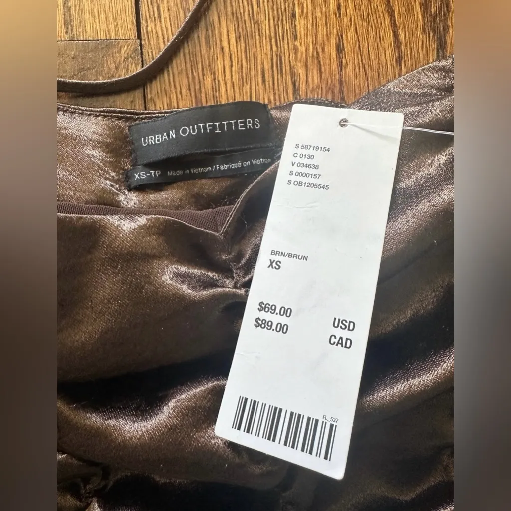 NWT Urban Outfitters Scrunch Dress XS Brown - Image 4
