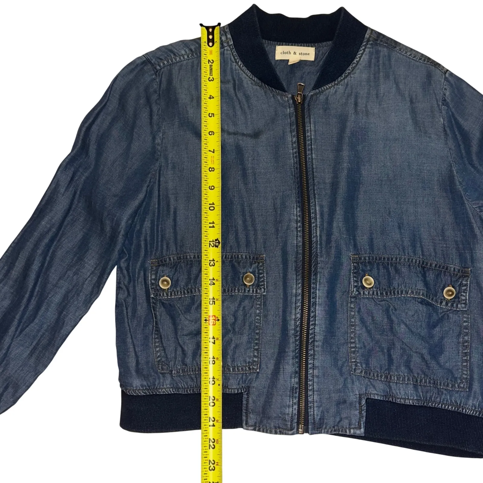Cloth & Stone Women's Chambray Bomber Jacket‎ Lightweight Size L - Image 5