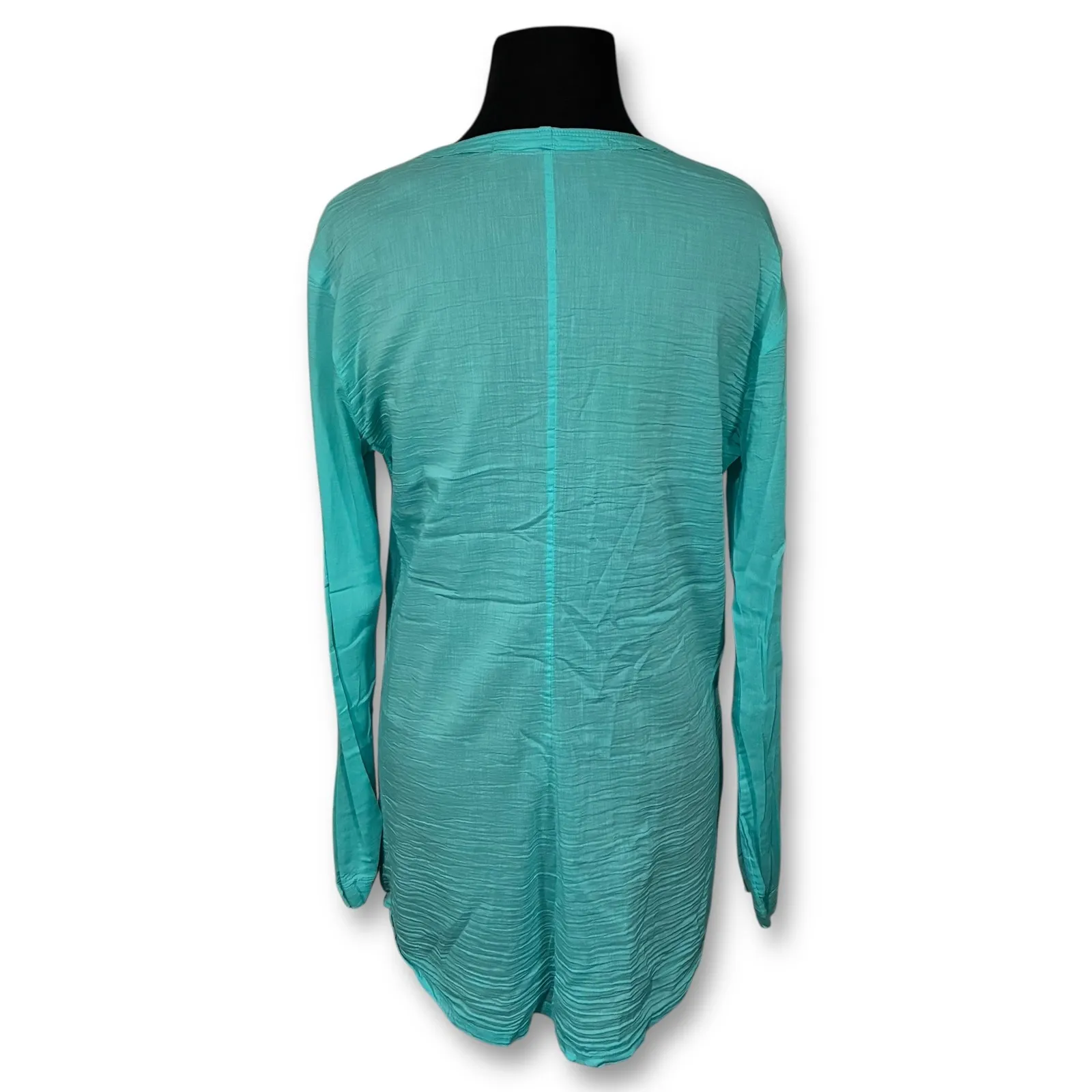 Athleta Turquoise Blue Sheer Lightweight Long Sleeve Swim Cover Women's  M - Image 3