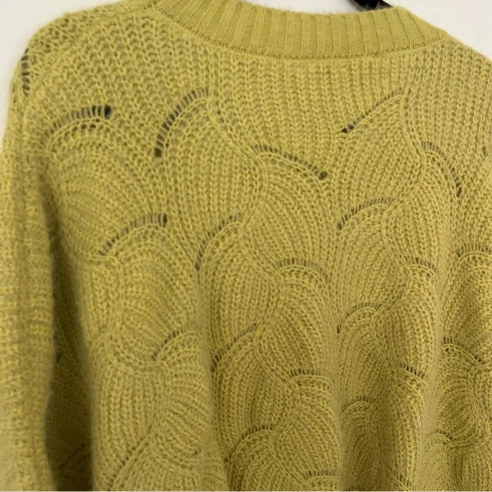 Kori American Plus Xl  green mustard yellow oversized cable knit sweater - Image 10