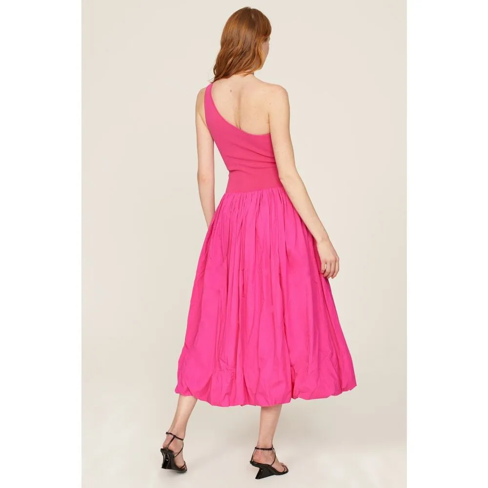 DEREK LAM COLLECTIVE Pink One-Shoulder Drop Waist Bubble Hemline Dress Size XS - Image 2