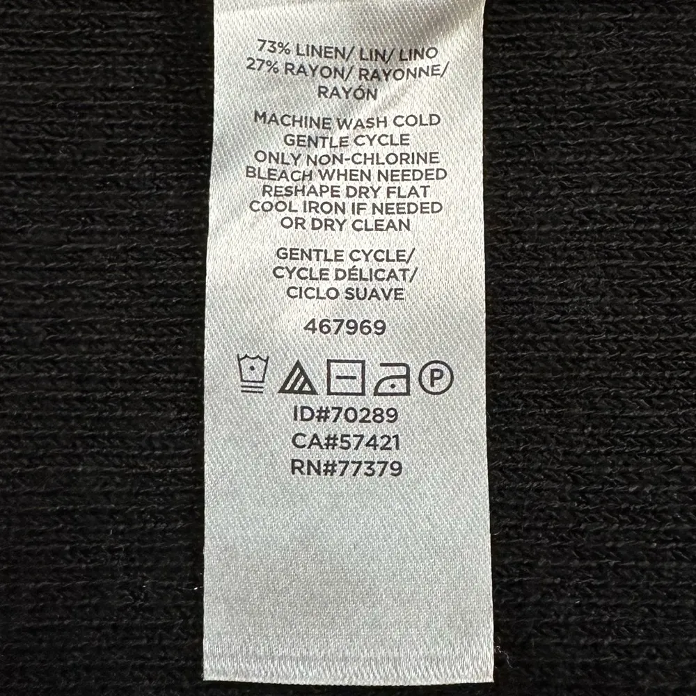 Ann Taylor Linen Blend Black Open Front Long Cardigan, Sz Medium - Image 12