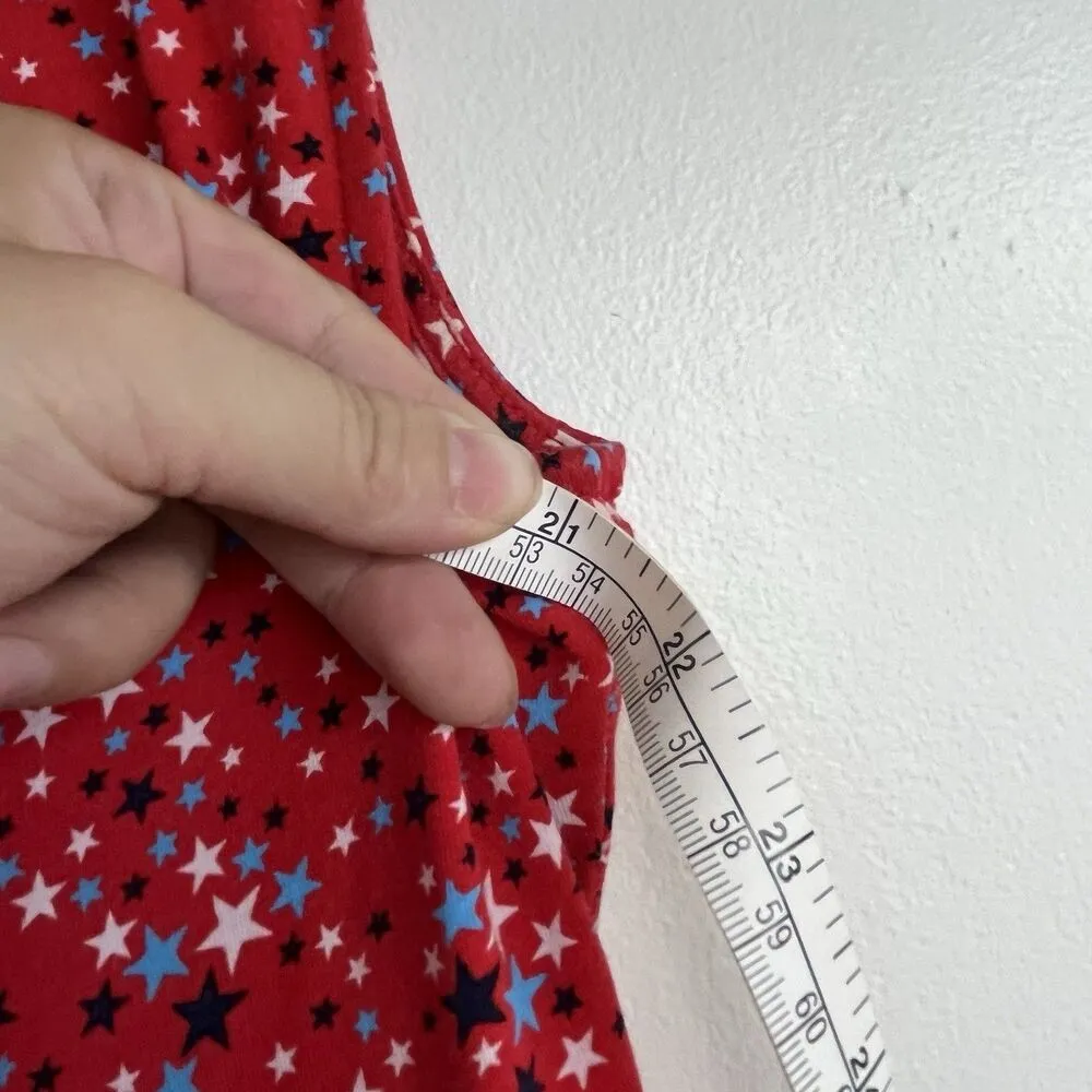 Lands’ End Dress Red White Blue Patriotic Stars Sleeveless Faux Wrap Size L Size L - Image 6