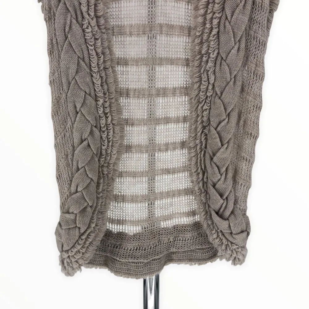 Rebecca Taylor Grey Chunky Cap Sleeve Open Knit Cardigan Sweater Wool Mohair XS - Image 4