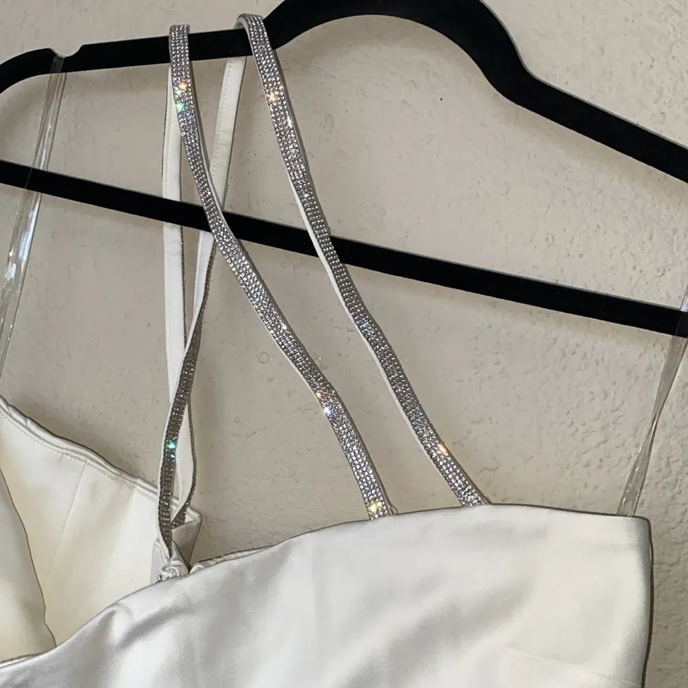 HOUSE OF CB 'Loulou' Ivory Satin Cutout Midi Dress rhinestone NWOT size‎ Large - Image 12