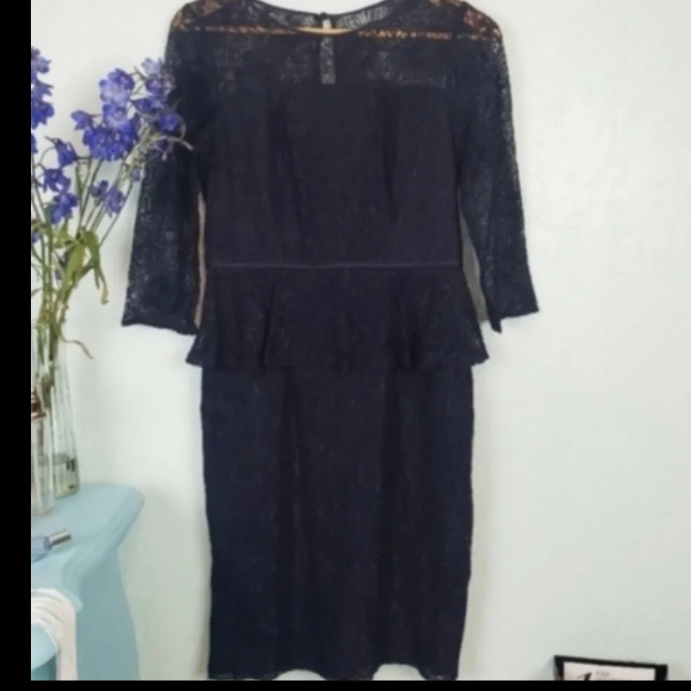 Adrianna Papell Navy Lace Long Sleeve Dress NWOT - Image 5
