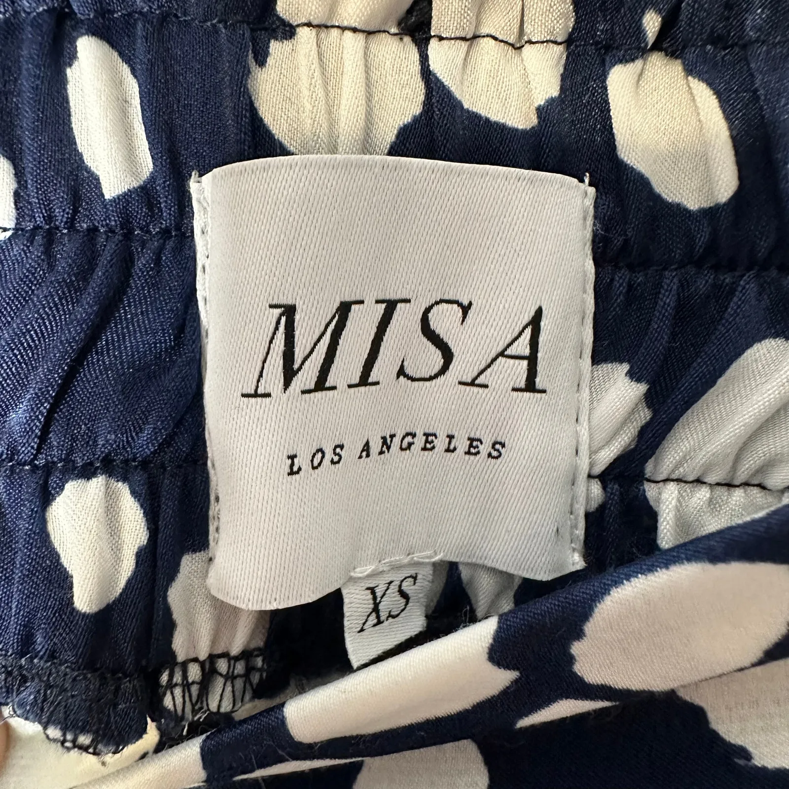 MISA LA XS Cottage Boho Blue White Dotted Wide‎ Leg High Rise Crop Pants Women's - Image 5