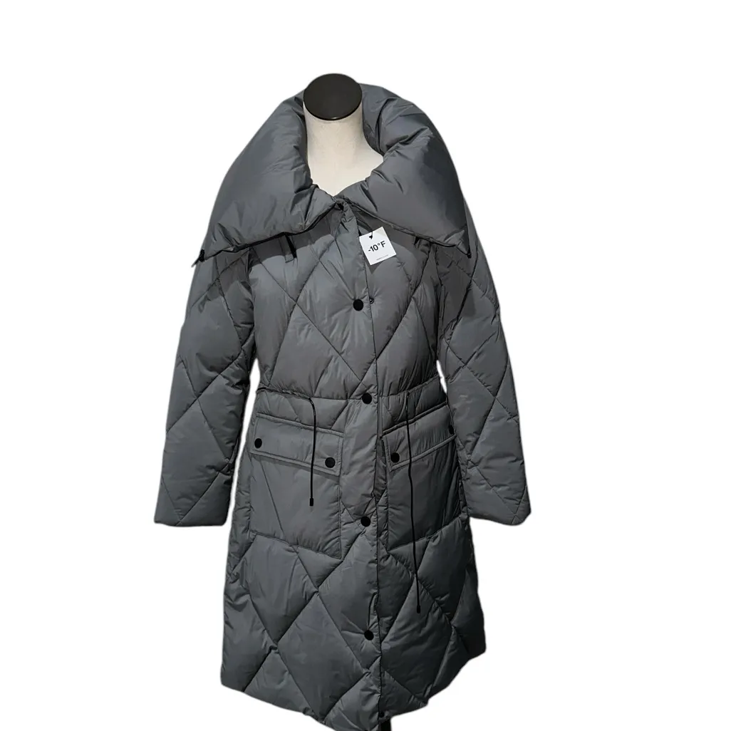 NWT DKNY Pillow Collar Diamond Quilt Long Puffer jacket with oversized - Image 10