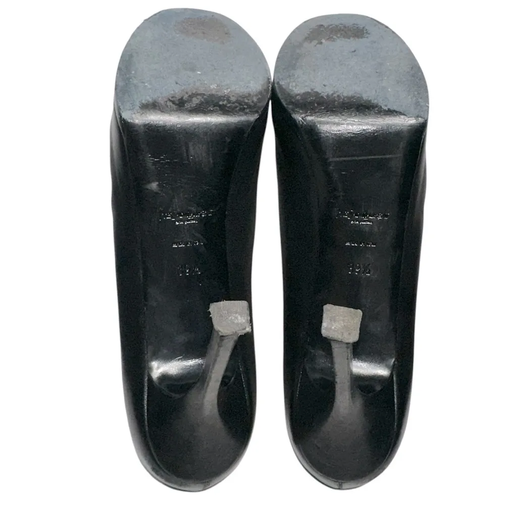 Yves Saint Laurent YSL Size 39.5 8.5 Black Leather Tribtoo Platform Pumps Heels - Image 8