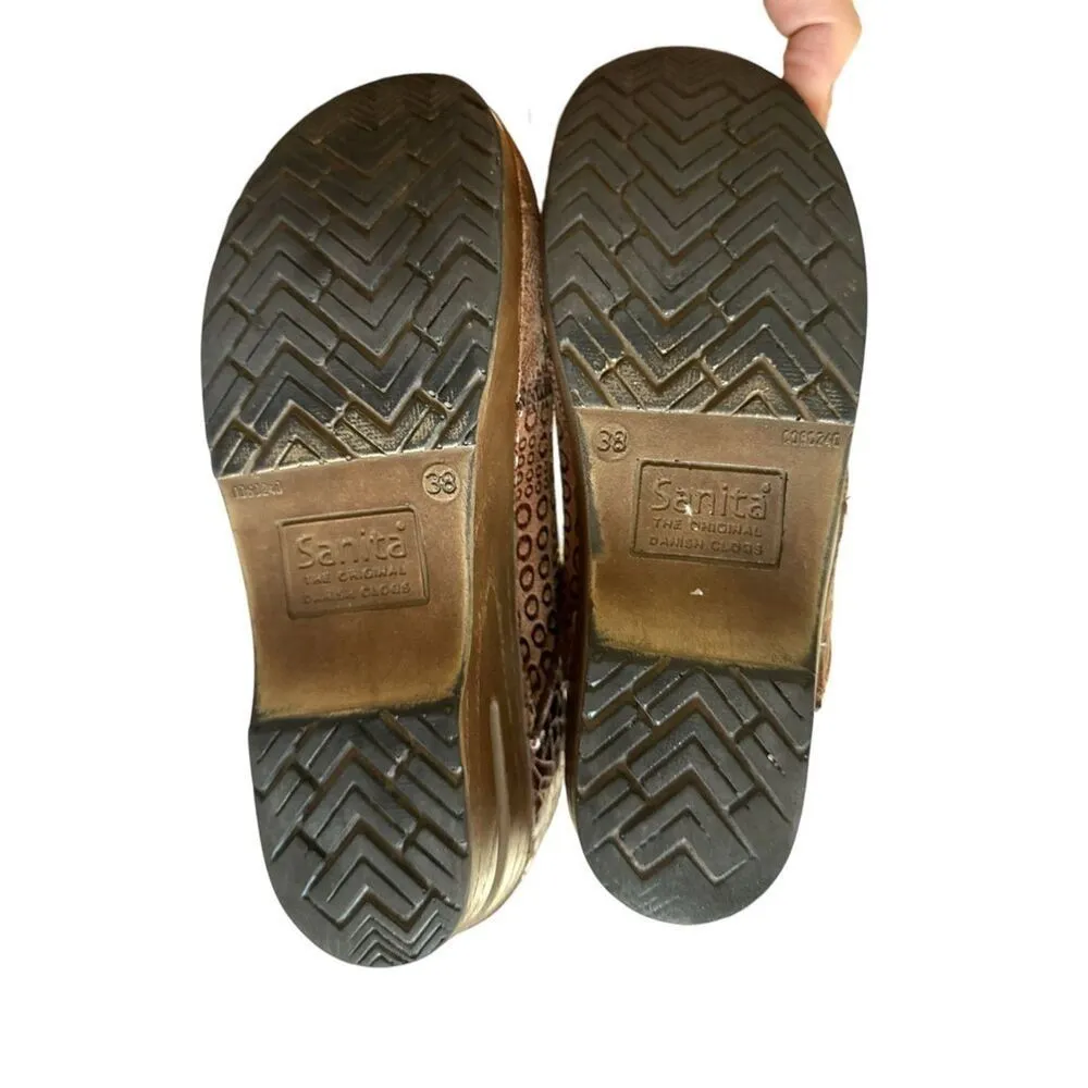 Sanita Women's‎ Brown Leather Slip on Mule Clogs sz 38 Comfort Nurse - Image 6