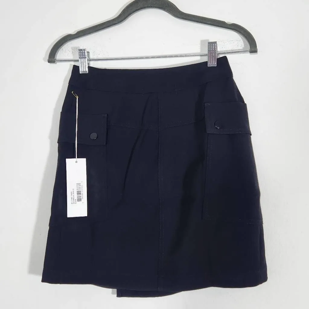 Bishop + Young Black Cargo Mini Wrap Skirt NWT Size XS Mini Black Military Skirt - Image 2