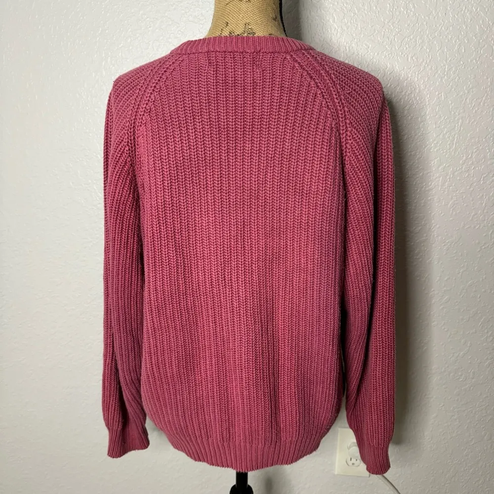 VTG Eddie Bauer Knit Sweater Women Crew Neck Pink Cotton Size M Heavy Gorp - Image 10