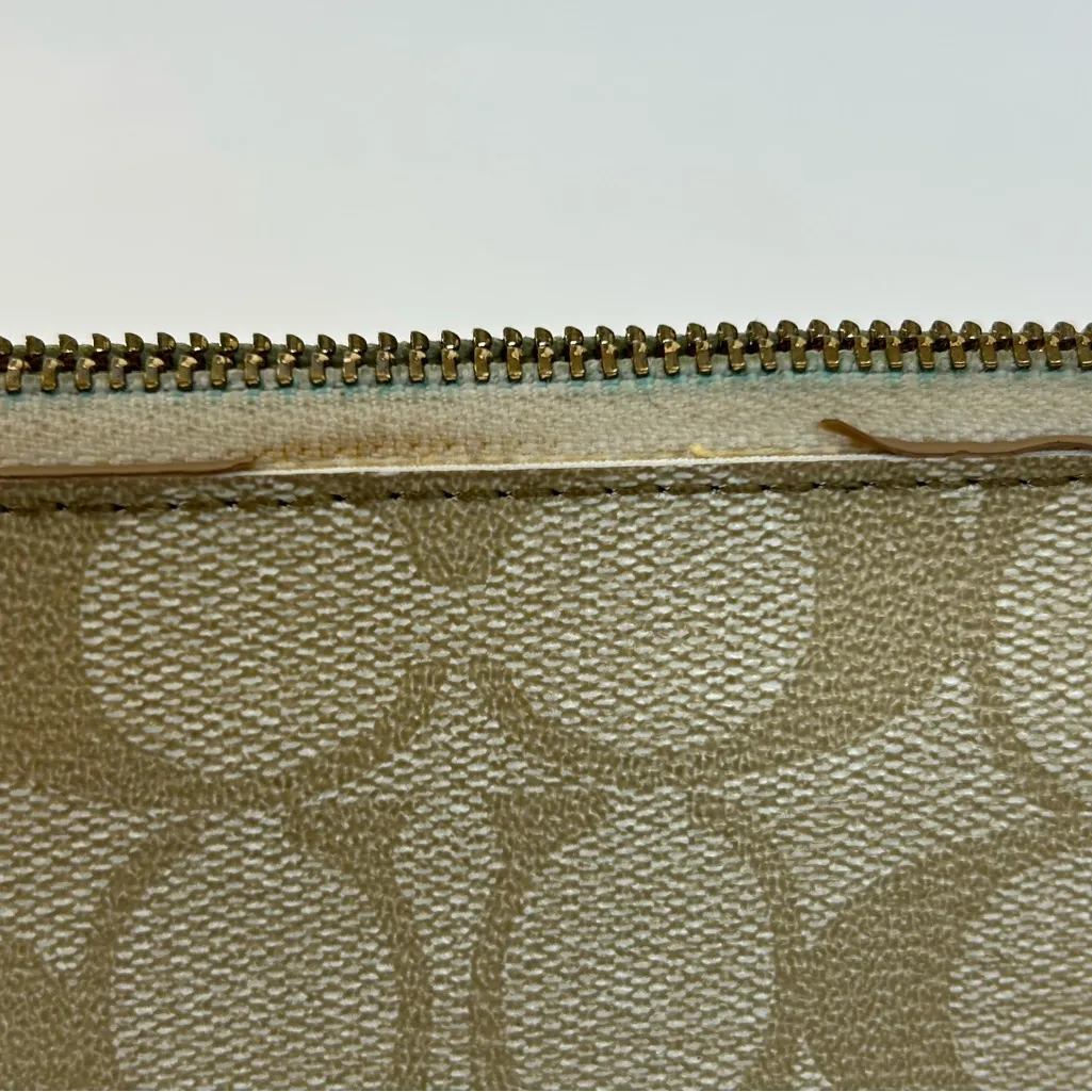 Coach Signature CC Khaki Double Zip Wristlet Wallet F52848 - Image 6