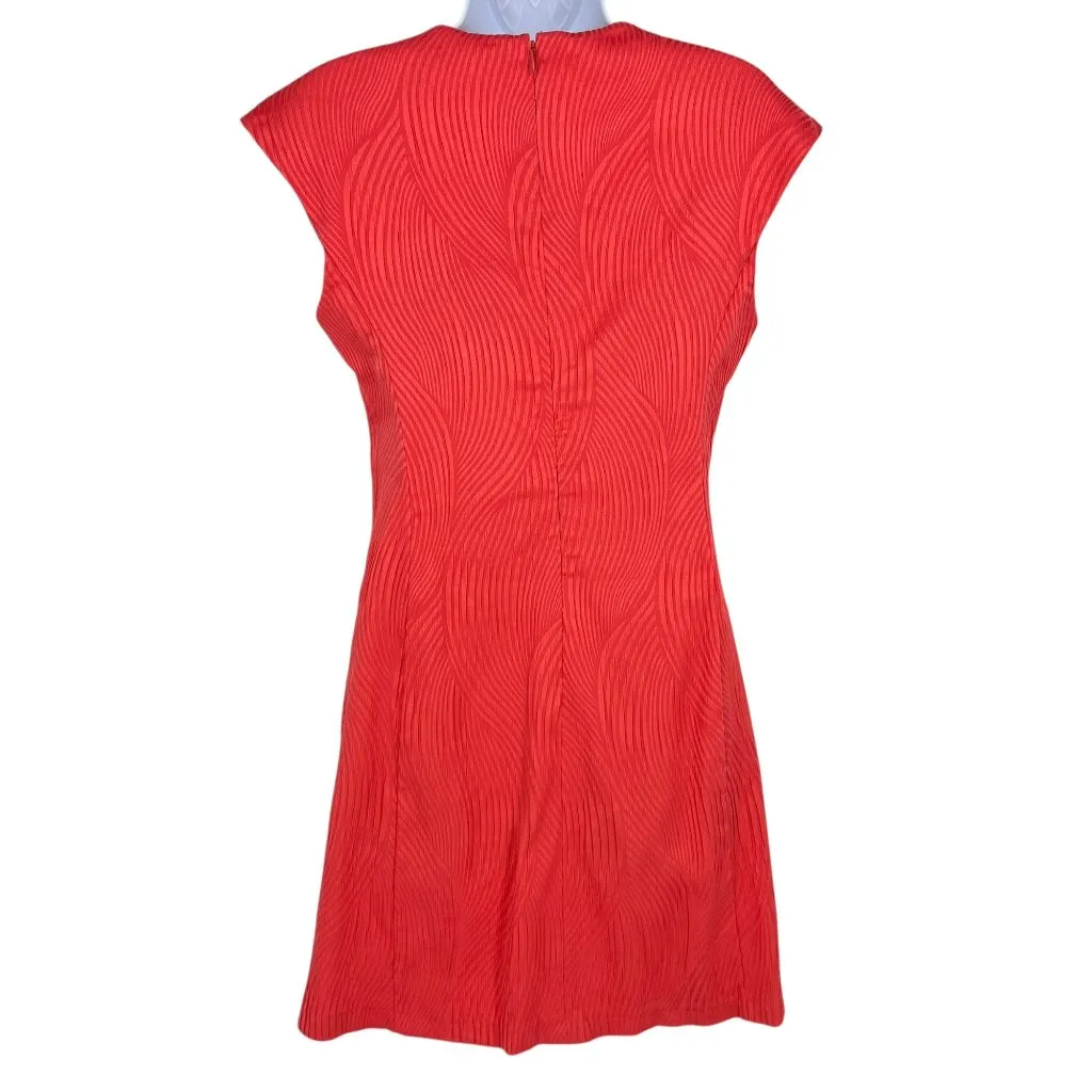 Natori Vintage Textured Cap Sleeve Salmon Pink Sheath Dress Size 4 - Image 7