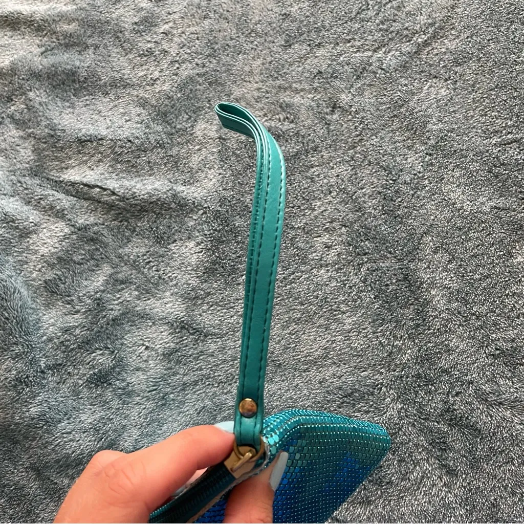 Sequin Wristlet Clutch‎ in Teal Blue - Image 7