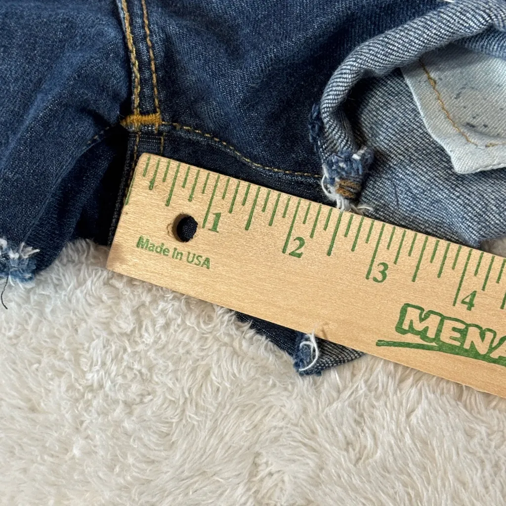 Levi's Shorts Womens W 32 Dark Wash Blue Denim Cut Offs 501 Distressed Vtg - Image 2
