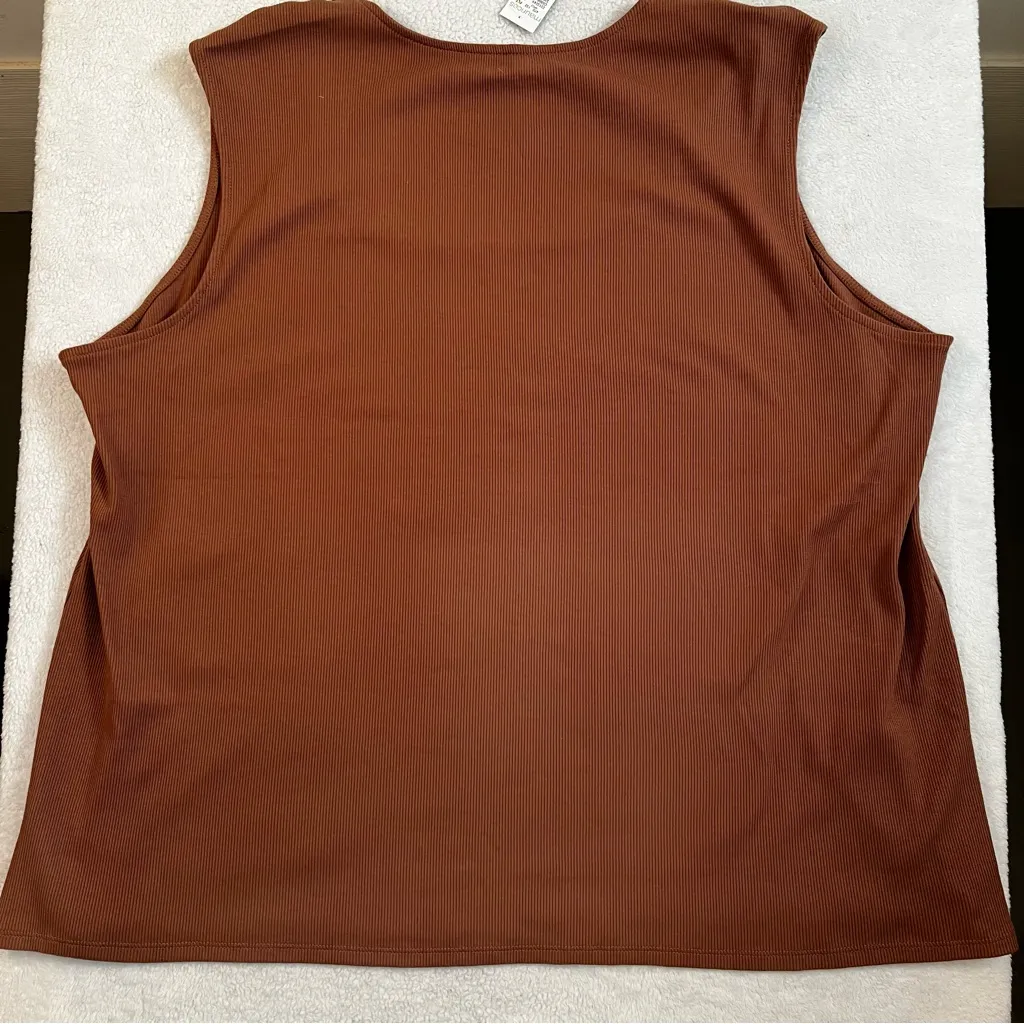 Maurices Rich Brown Tank Top Cotton Blend Layering Neutral Plus Size 4XL - Image 5