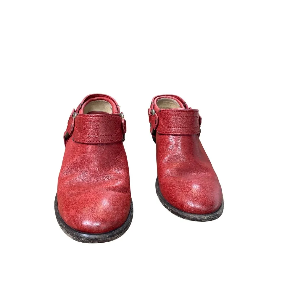 Frye Vintage womans Leather Red Harness Mules Booties shoes Size 7B  SKU 8895 - Image 14