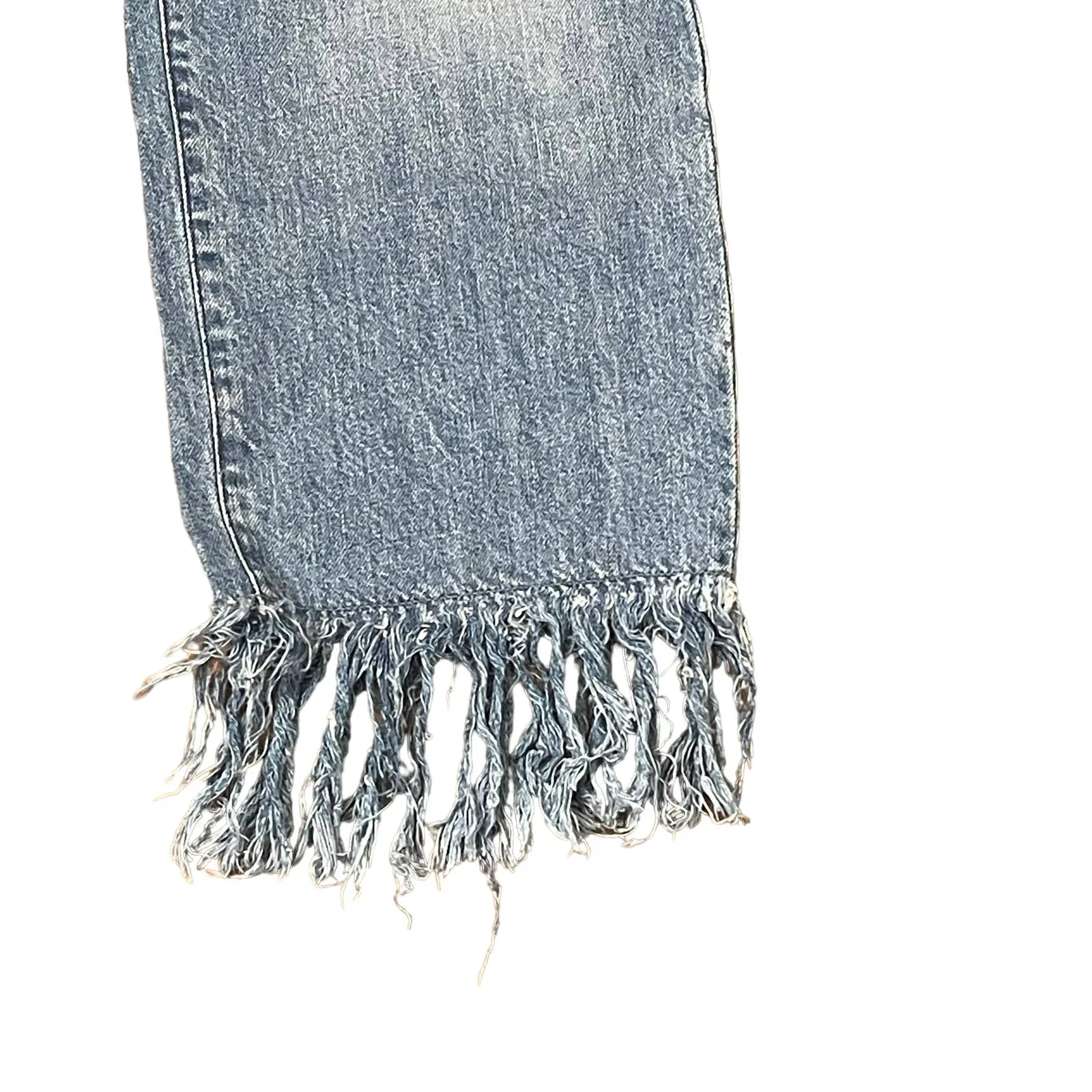 3X1 Fringe Hem Crop Straight Leg Jeans‎ Distressed Mid -Rise Cotton 31 Women NWT - Image 5