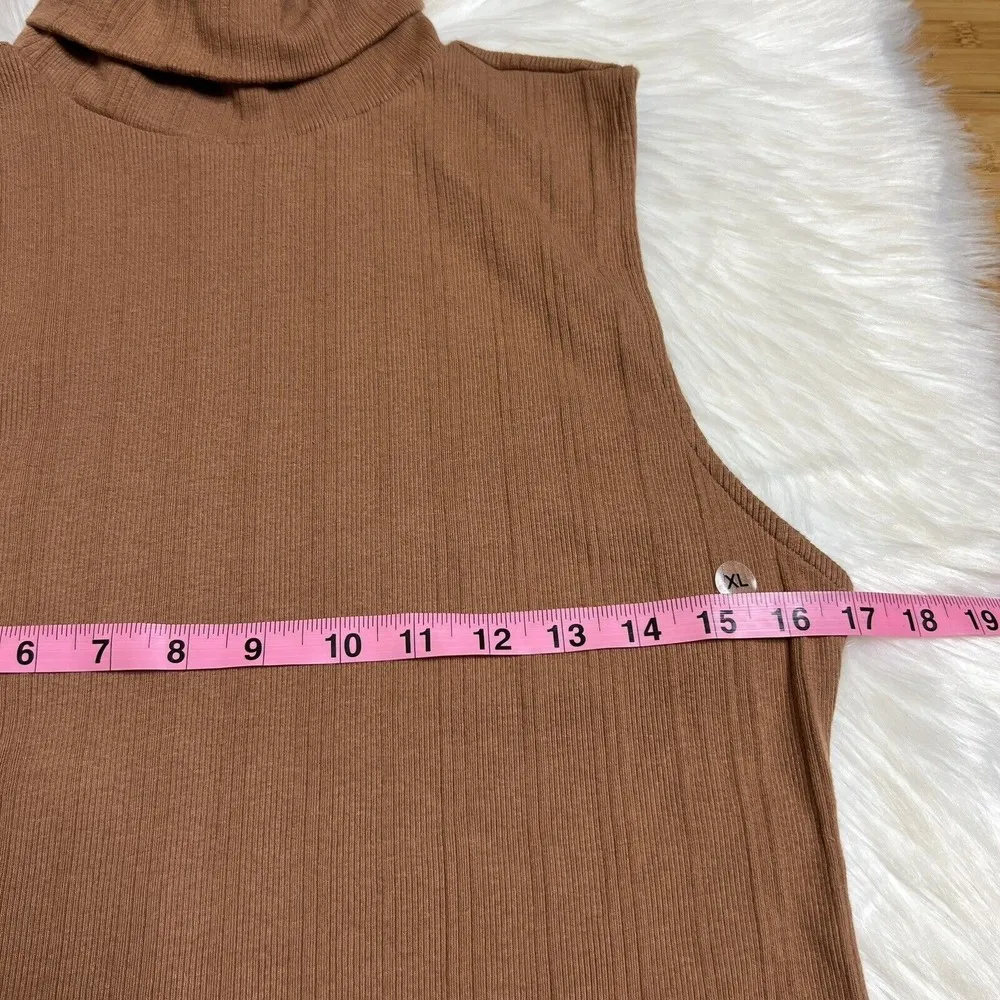 American Eagle Bodysuit Womens XL Rust Brown Ribbed Sleeveless Turtleneck NEW - Image 3