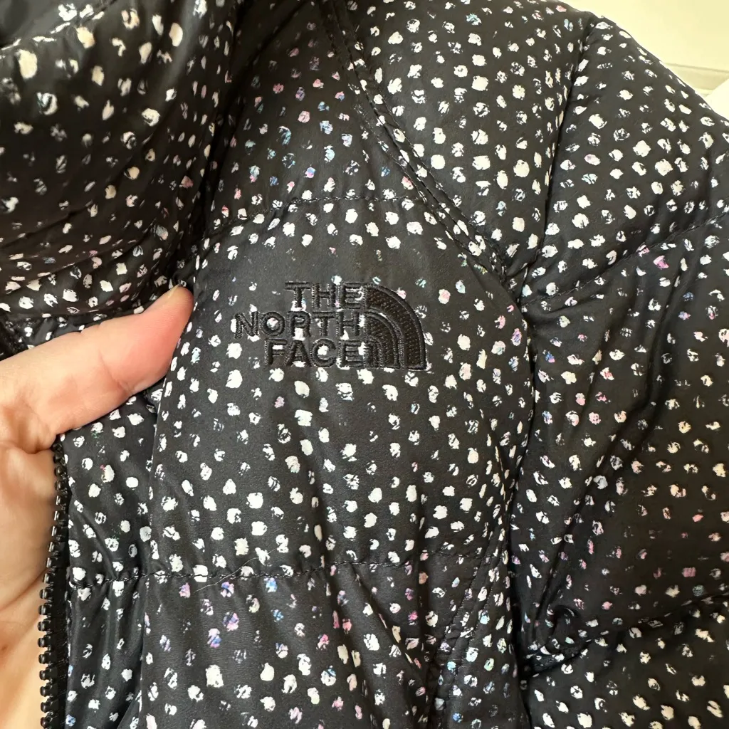 The North Face Womens Gotham Long Jacket Hooded Black Donegal Print Size M - Image 11