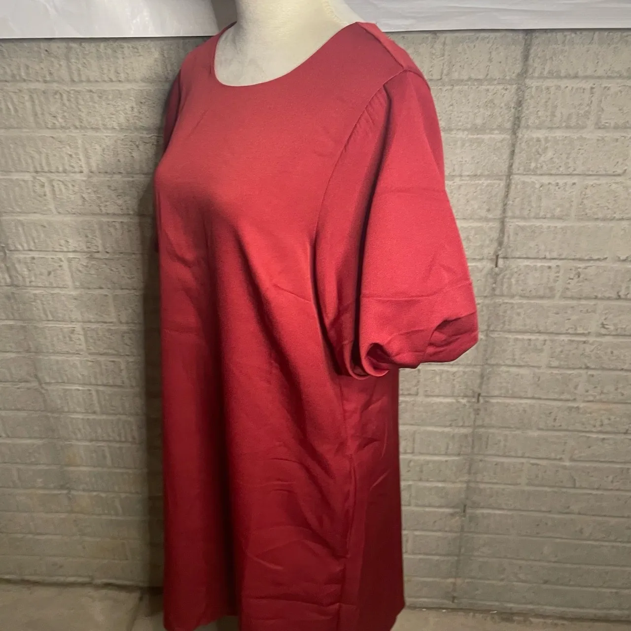 Sam Edelman Womens Red Puff Sleeve Keyhole Back Shift Dress Size‎ 14 - Image 2