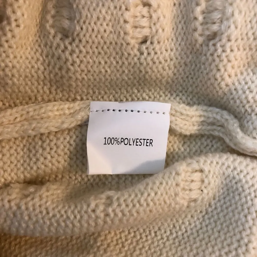 Pink Ripple Retro Sweater Embroidered Floral Ruffle 3/4 Sleeve Ivory L Size L - Image 4