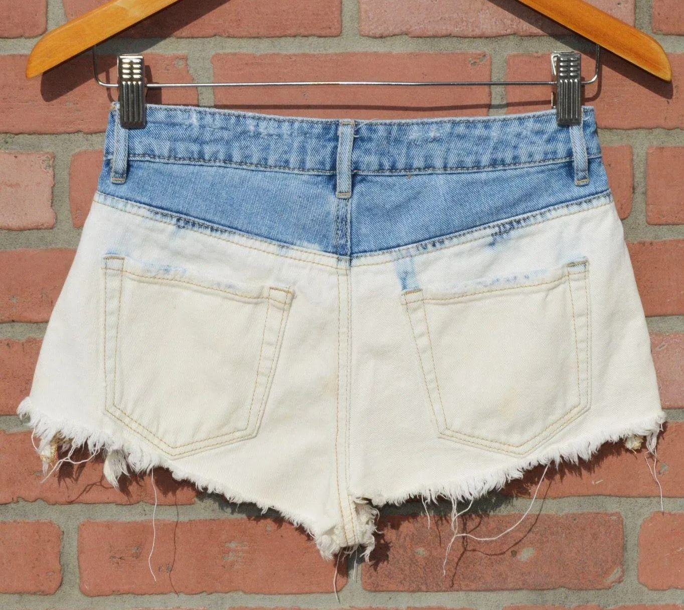 High Rise Distressed Denim Shorts Size 25 - Image 5