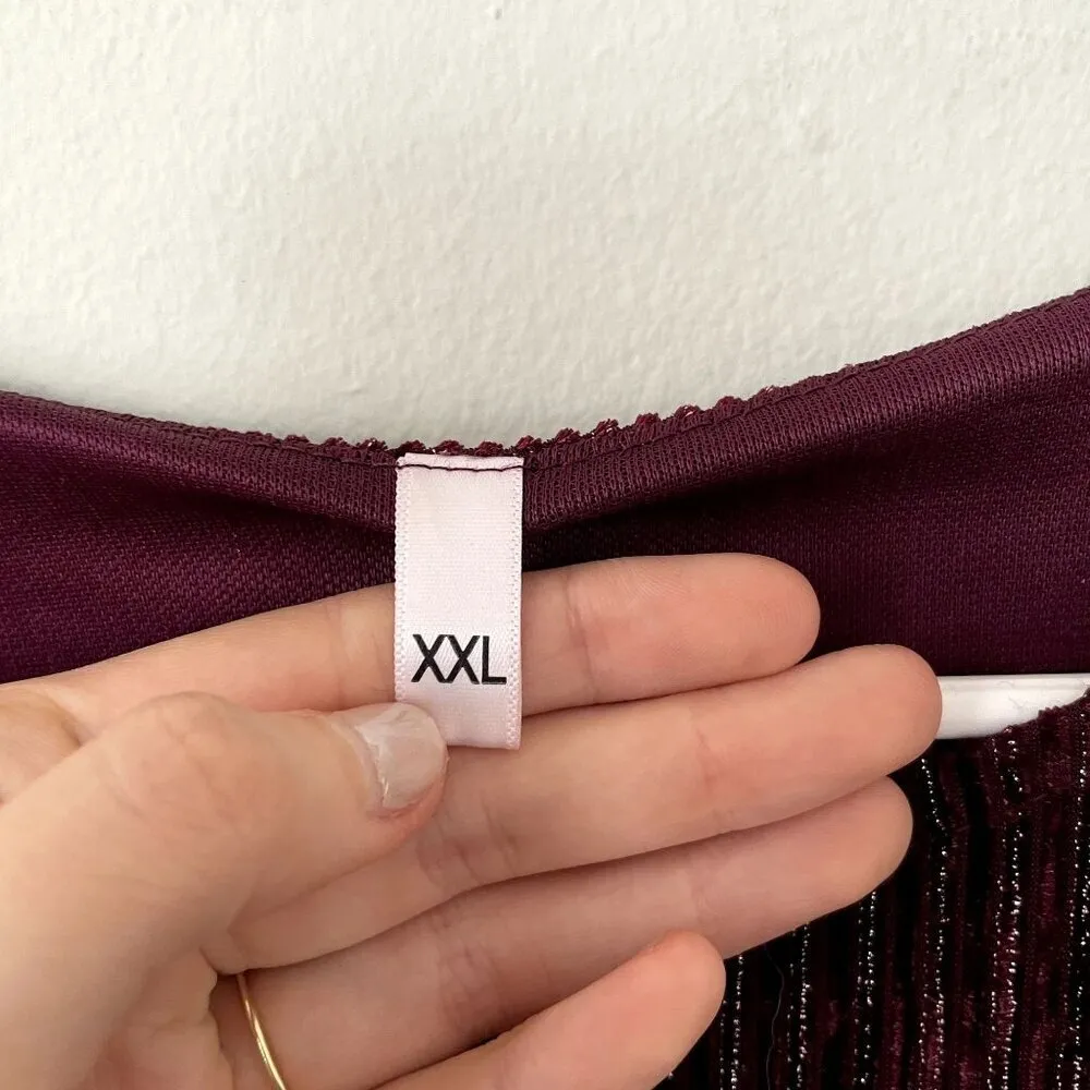 Deep burgundy purple 3/4 sleeved long dress formal crewneck women size XXL - Image 3