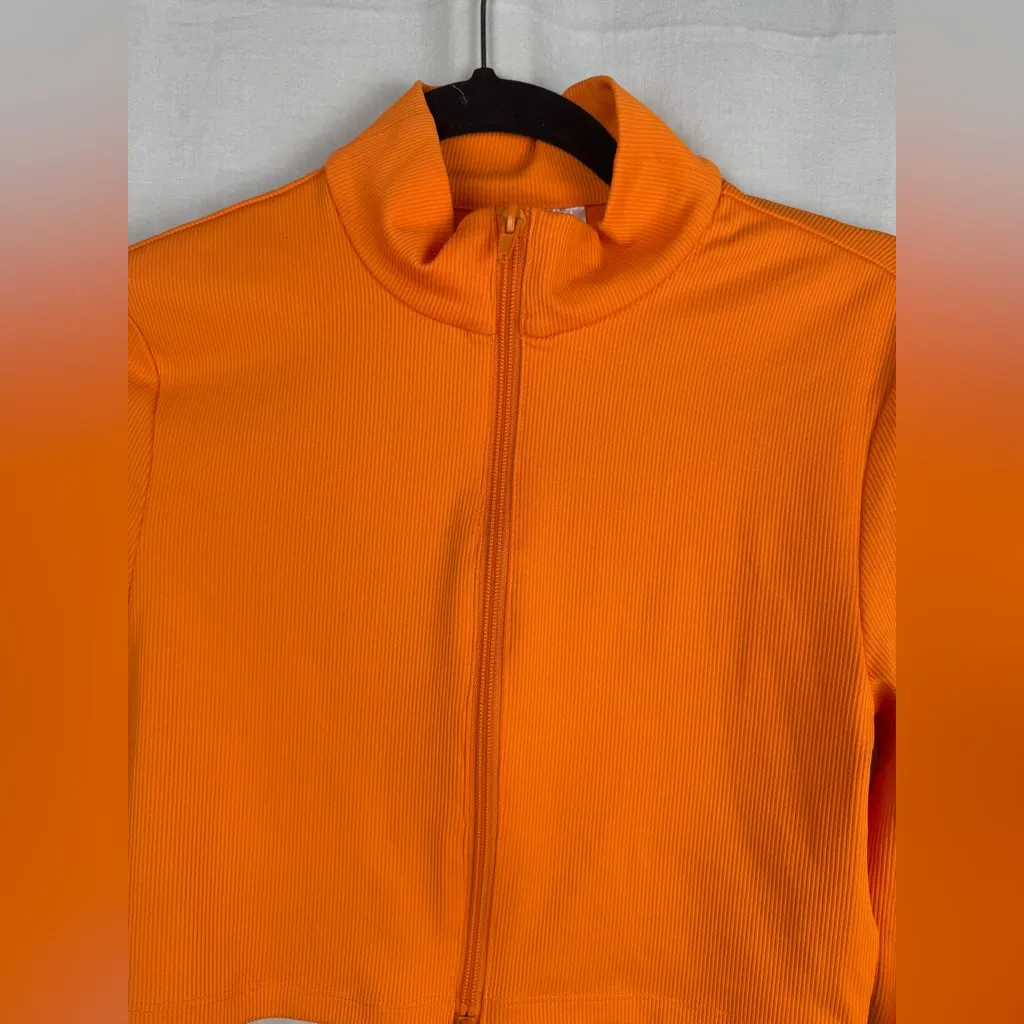 Divided Bright Orange Long Sleeve Crop Top - Image 3