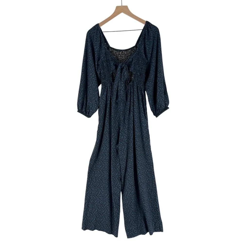 Madewell Lucie Tie-Back Long-Sleeve Jumpsuit‎ in Carmine Floral Wide Leg - Image 4