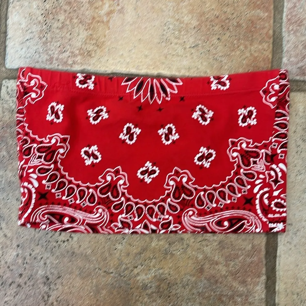 Handkerchief pattern, Bando bra size small Red - Image 2