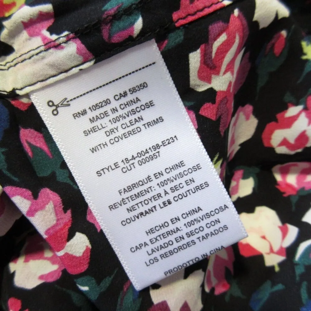 NWT Equipment Signature Slim in Black Floral Crepe Button Down Shirt S - Image 4