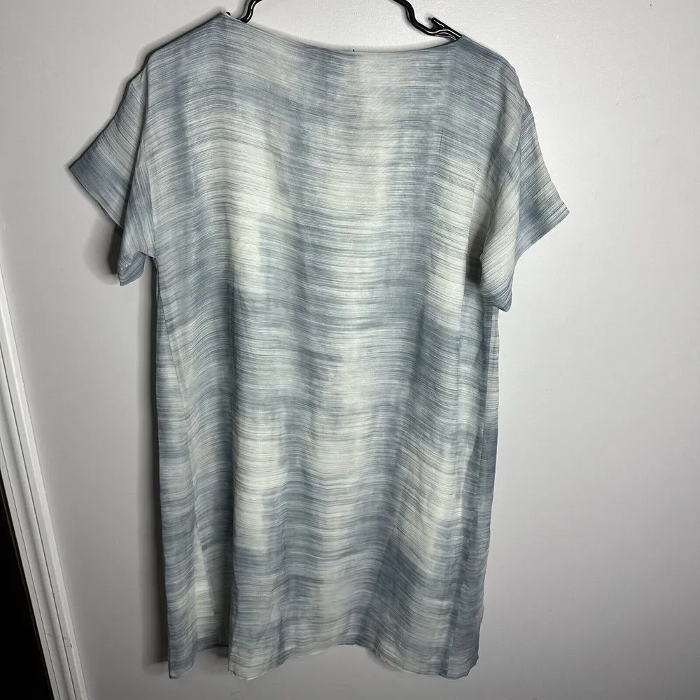 NEW Eileen Fisher BLSTL Silk Bateau Neck K/L Dress Small Short Sleeve Sheer Daze - Image 7
