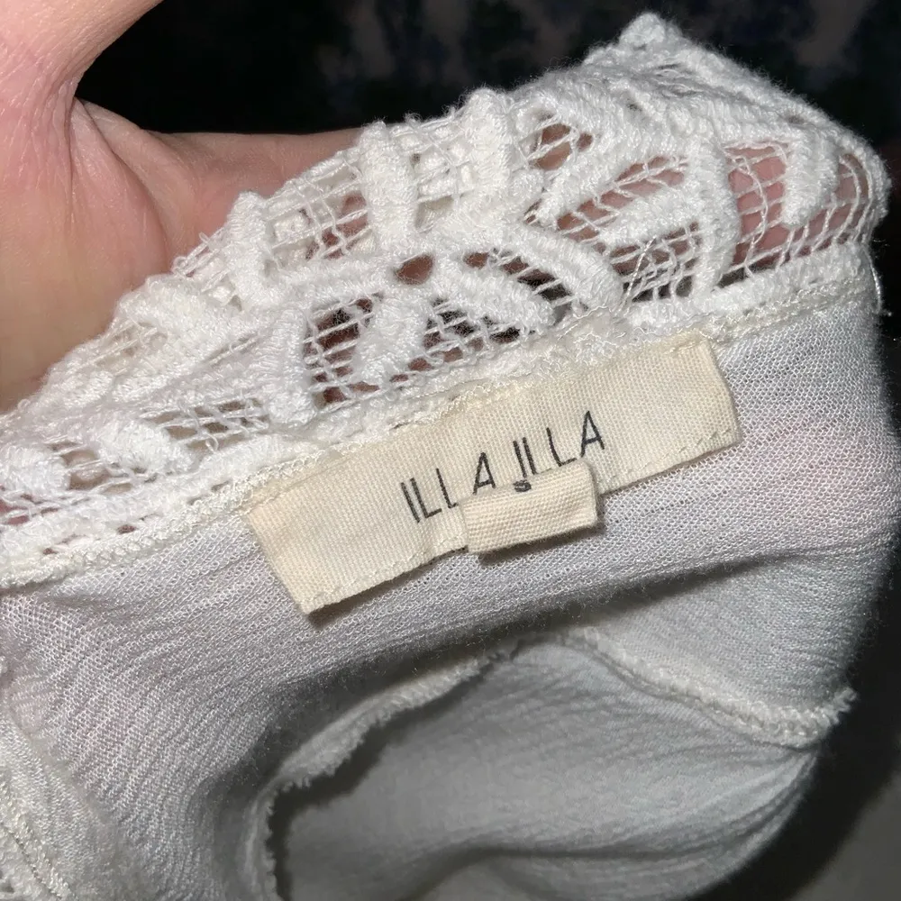 White ILLA 3/4 Sleeve Deep Double V Starfish Lace Fun Dress Tunic Cover Up S - Image 9