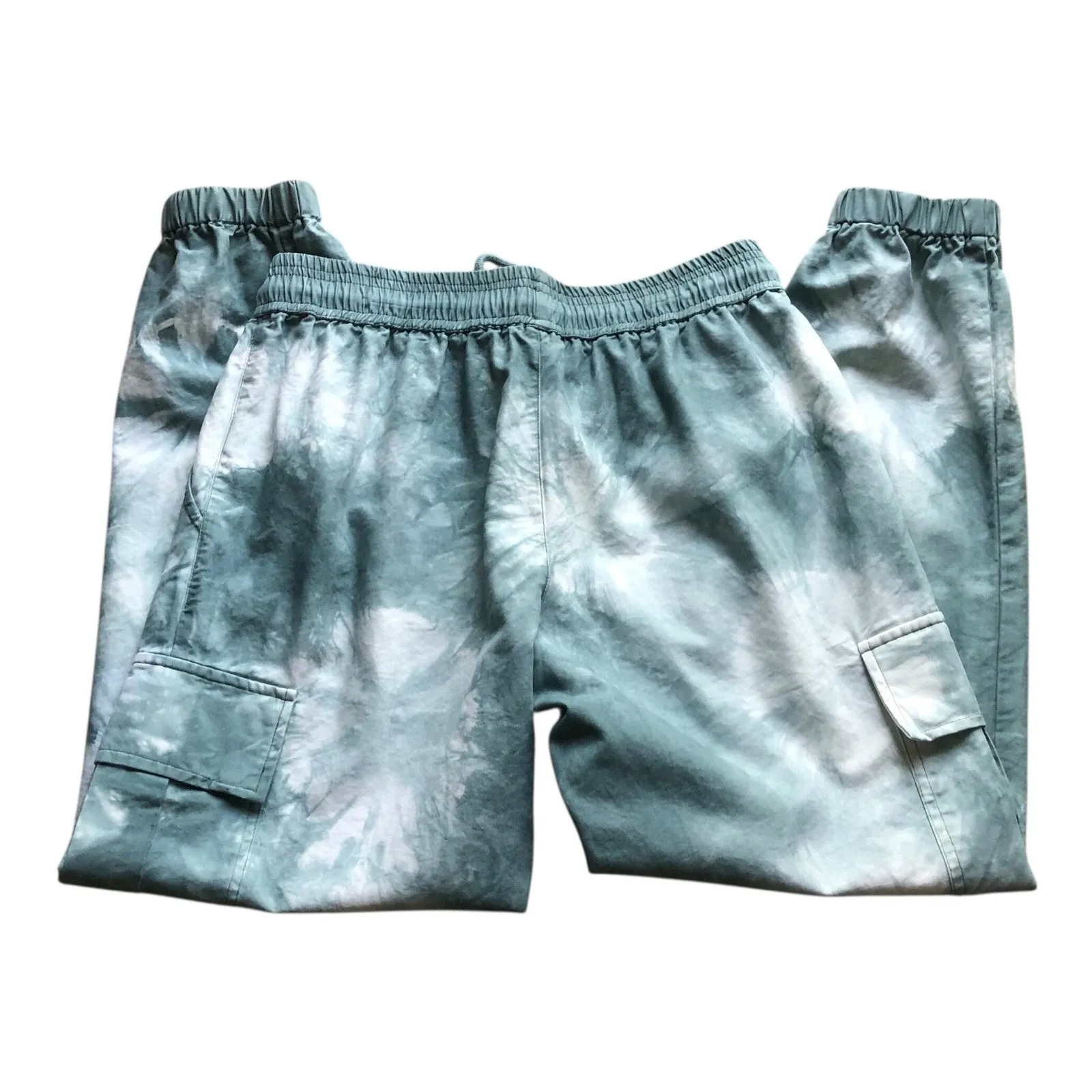 Promesa Tie Dye Cargo Jogger Pants Teal White Drawstring Women's Size Small - Image 8