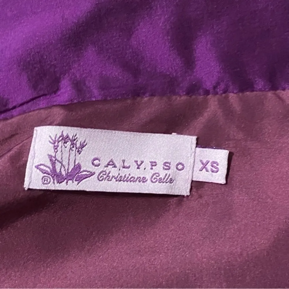 Calypso Women’s Size XS Purple Silk Taffeta Twin Set Tank & Button Jacket - Image 11