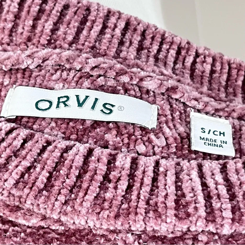 Orvis  Mauve Chenille Cable Knit Sweater Size Small - Image 4