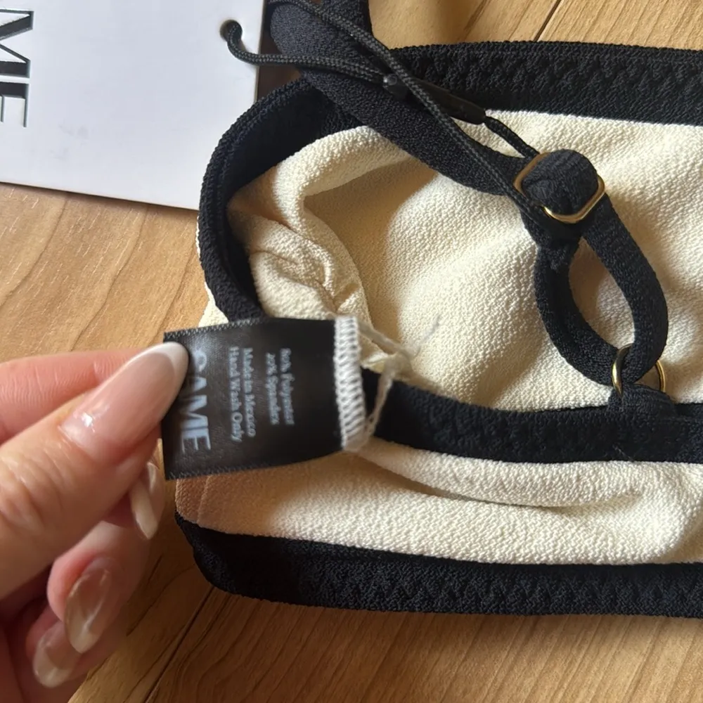 BANDEAU TOP Faux Suede Cream/Black Size XS - Image 5